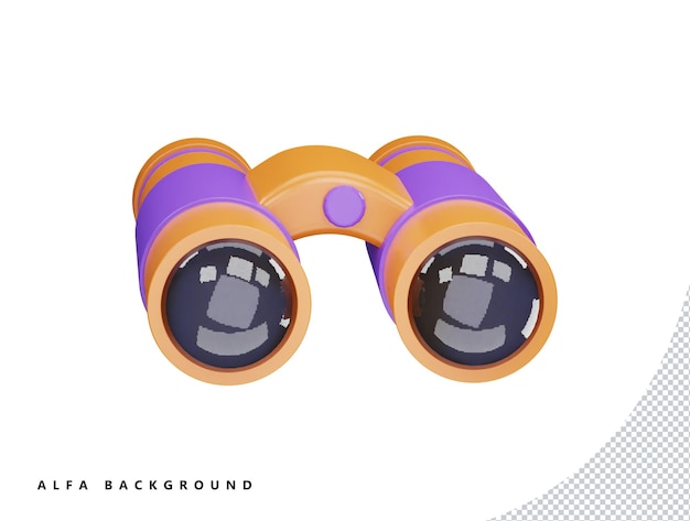 binoculars with 3d vector icon cartoon minimal style