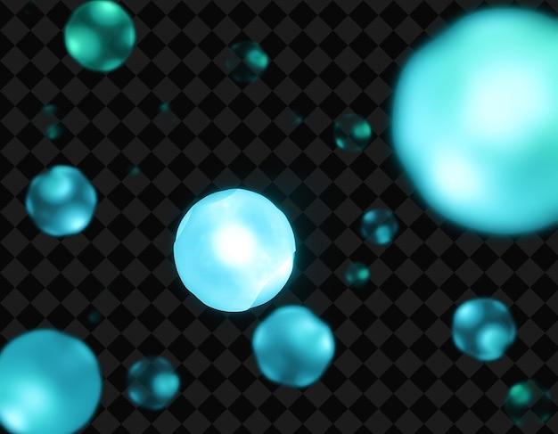 Bioluminescent Beta Particles Ghostly Orbs of Pale Green and Soft Y2K Inspired Blue Drift and Drift