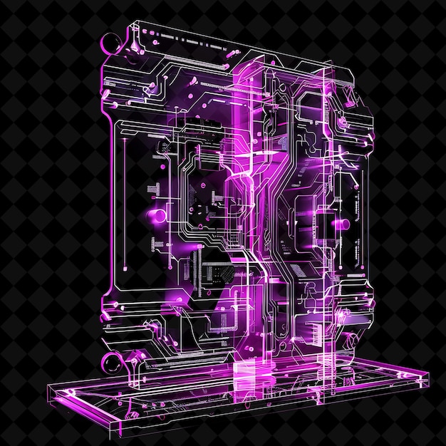 Biometric Cyber Gate With Retina Scan and Purple Circuits Ma PNG Y2K Shape Neon Color Collection