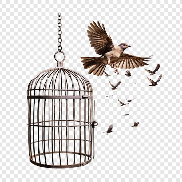 PSD bird cage silhouette isolated on transparent background