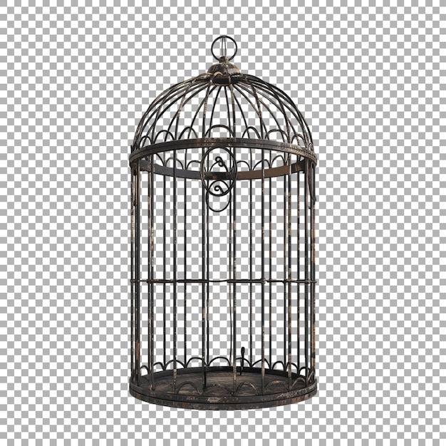 PSD bird cage on transparent background ai generated