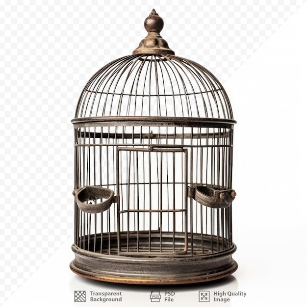 a bird cage with a bird inside of it