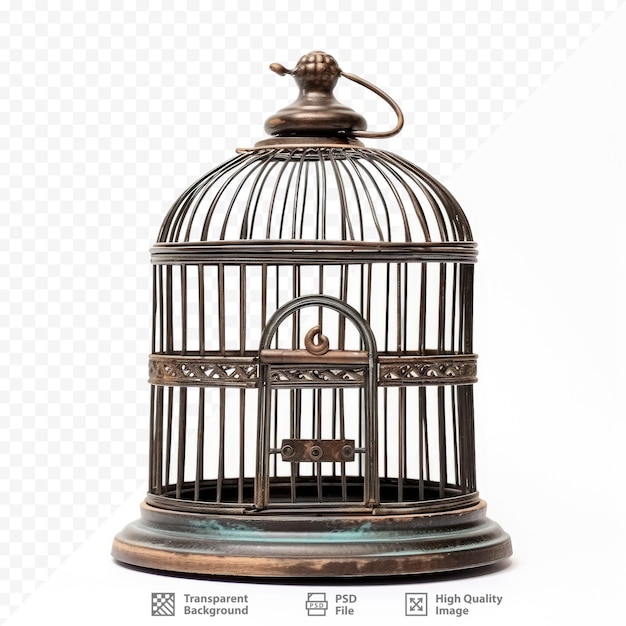 a bird cage with a label that says " no longer " on it.