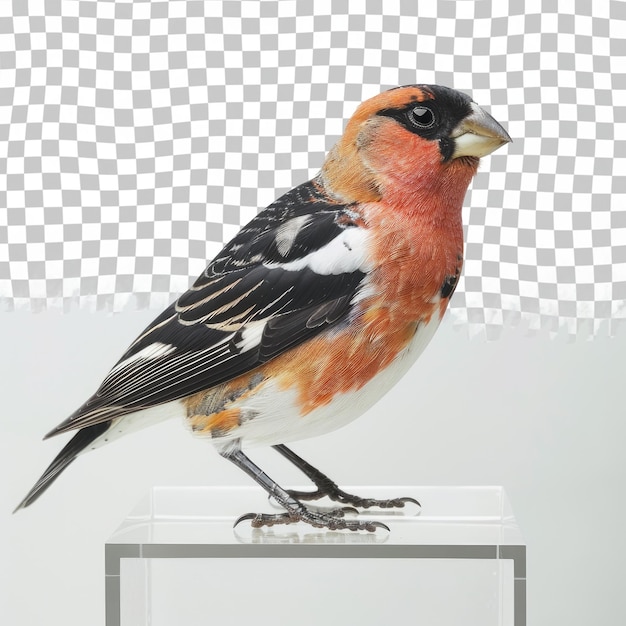 a bird on a display with a picture of a bird on it