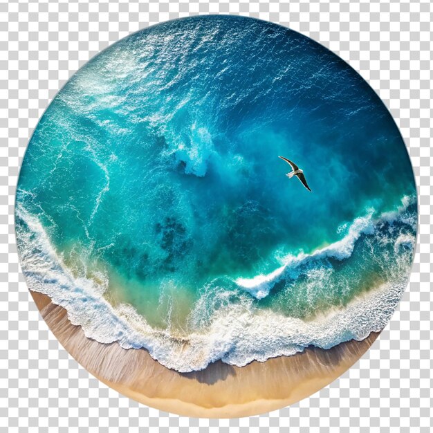 PSD bird eye view of sea isolated on transparent background