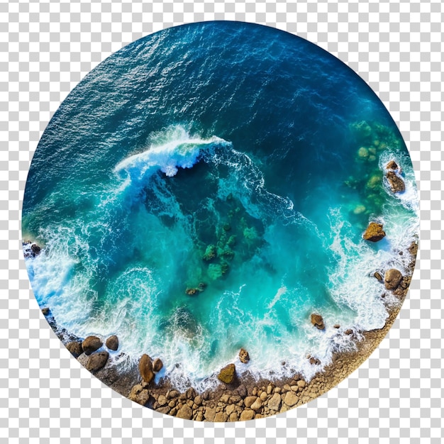 PSD bird eye view of sea isolated on transparent background