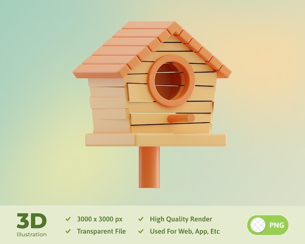 Bird House Farming 3D Illustration