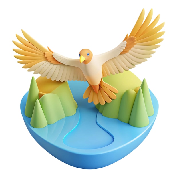 PSD a bird is on a water dish with a bird on it