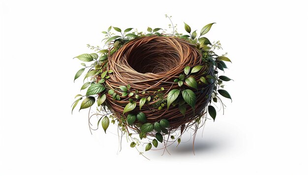 PSD bird nest isolated on a white background