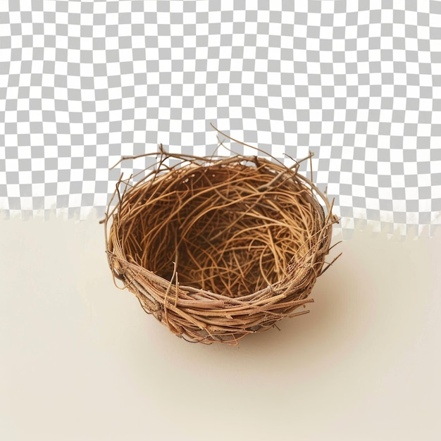 a bird nest with the empty nest on a checkered background