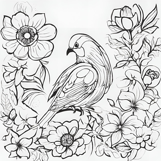 PSD bird outline image for kids coloring page pictures images and photos with white background