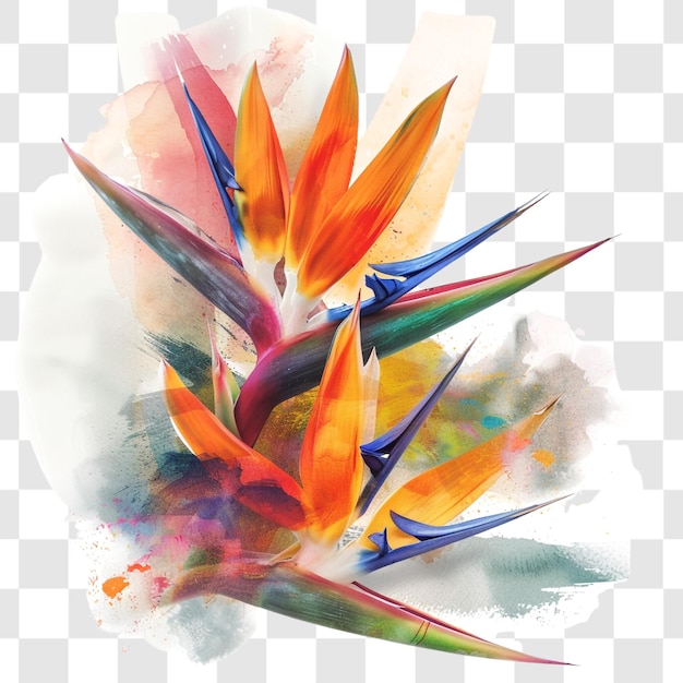 PSD bird of paradise watercolor on white background render