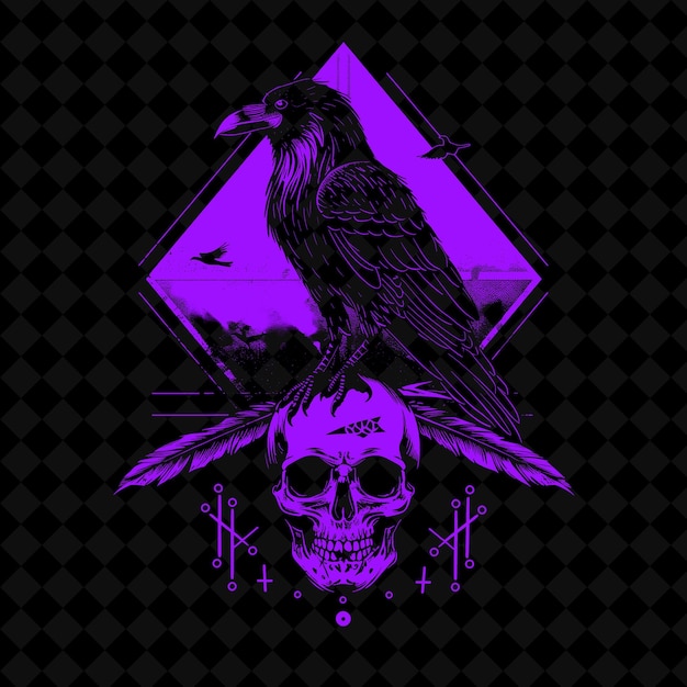 PSD a bird and a skull are on a skull with a skull and wings