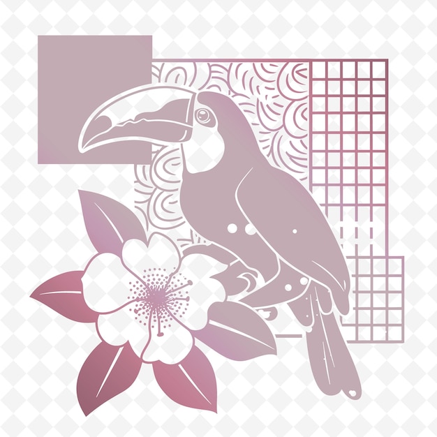 PSD a bird with a flower on it and a picture of a bird on it