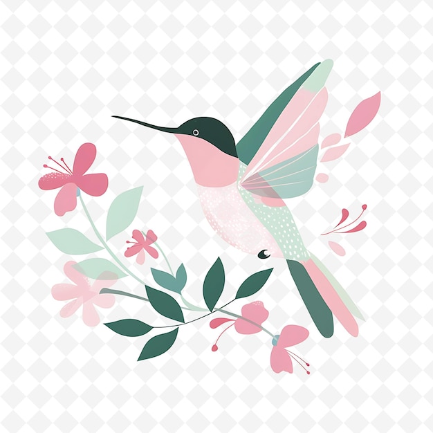 PSD a bird with a green beak is sitting on a floral pattern