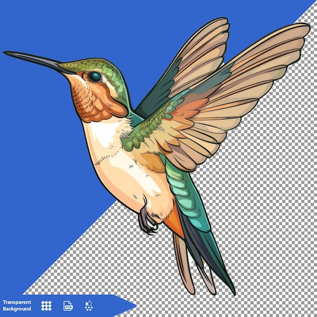 PSD a bird with a green beak that has a blue background with a white border