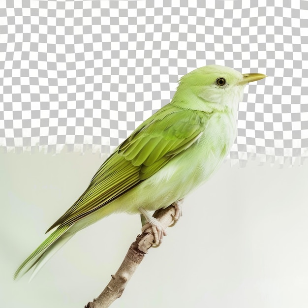 a bird with green feathers sits on a branch