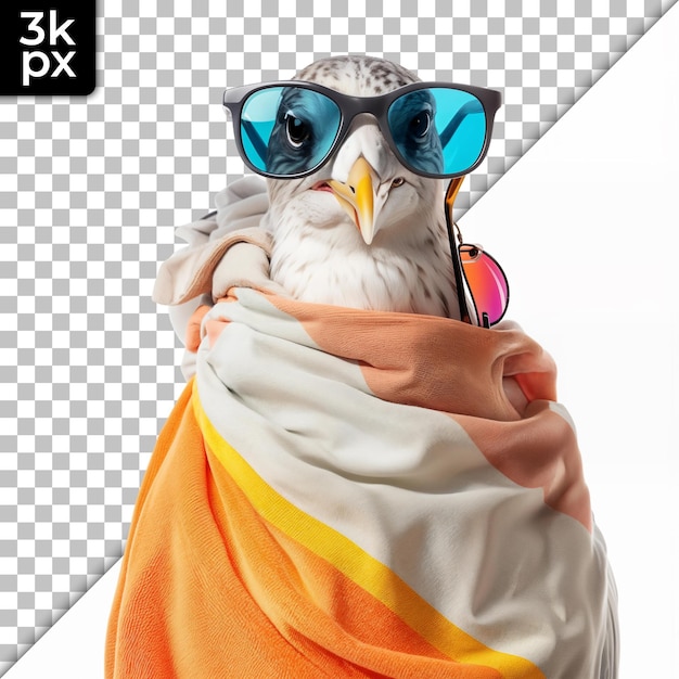 PSD a bird wrapped in a blanket with the letters px on it