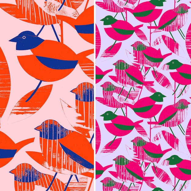 birds in pink and orange