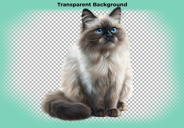 Birman cat isolated on transparent background