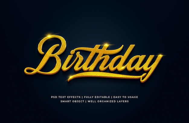 Birthday 3d Text Style Effect