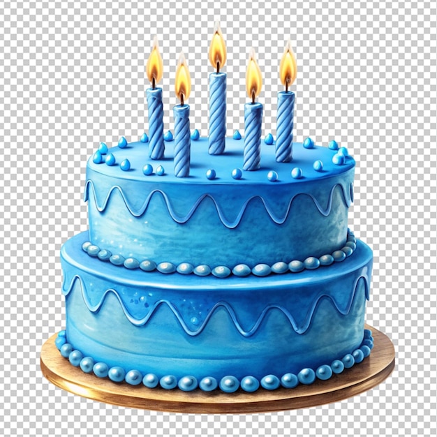 birthday cake drawing blue