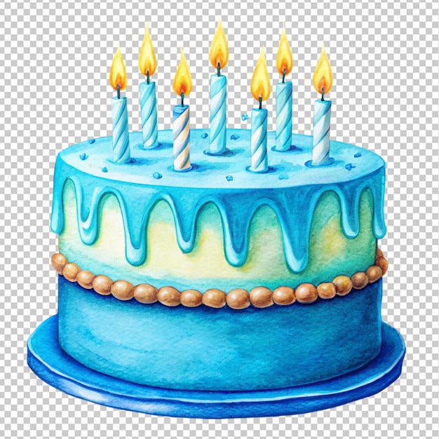 birthday cake drawing blue