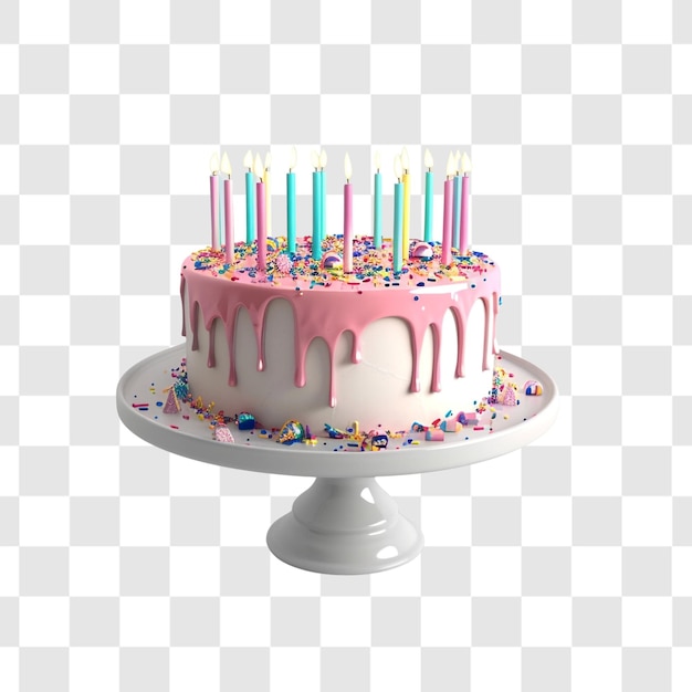 a birthday cake on white background render ultra real