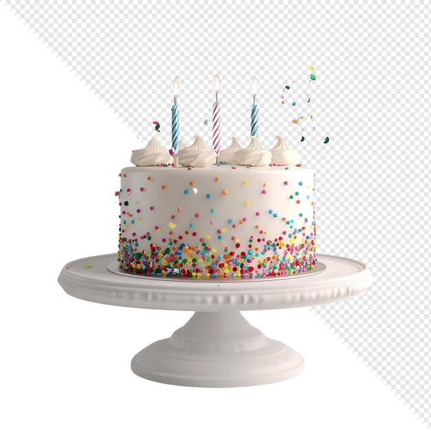 Birthday Cake with Candles and Sprinkles