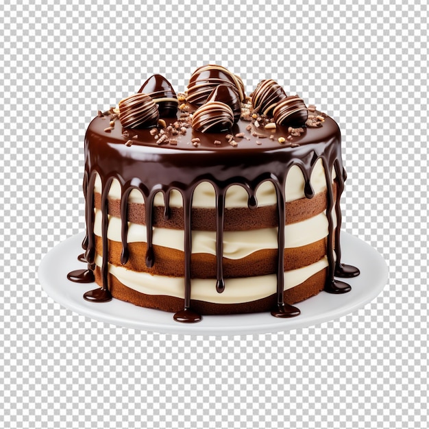 Birthday cake with chocolate isolated on transparent background