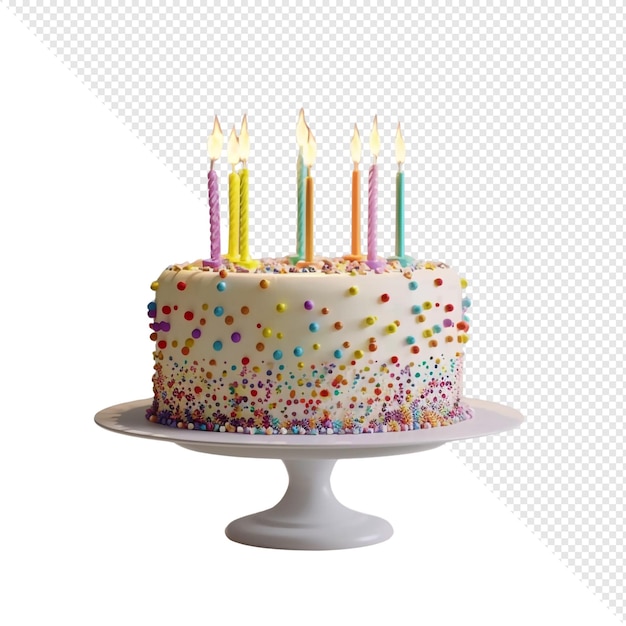 Birthday Cake with Colorful Candles