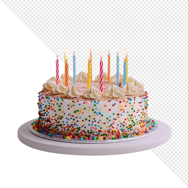 Birthday Cake with Colorful Candles