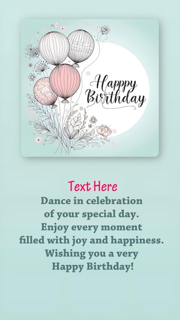 PSD a birthday card with a birthday card that says happy birthday in the bottom right corner