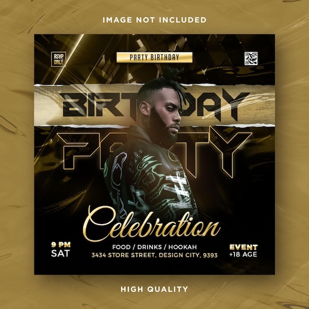 Birthday celebration party night poster design template