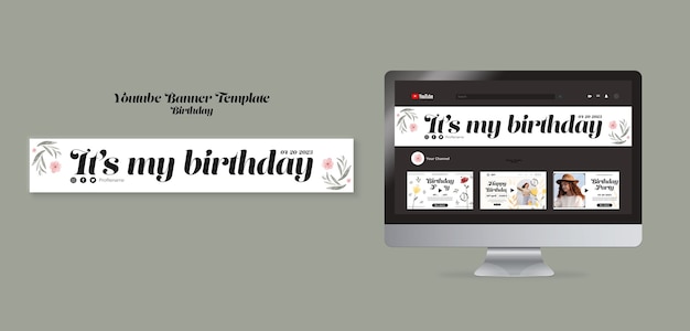 PSD birthday celebration youtube banner template