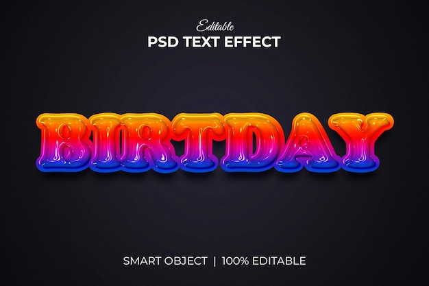 Birthday colorful 3d editable text effect mockup Premium PSD