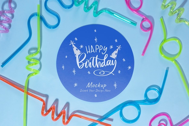 Birthday colorful invitation mockup