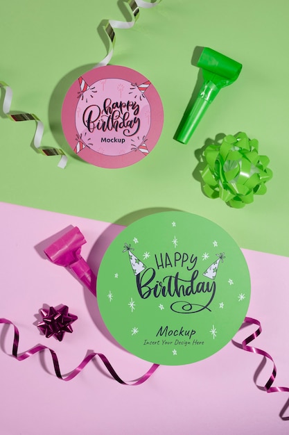 Birthday colorful invitation mockup