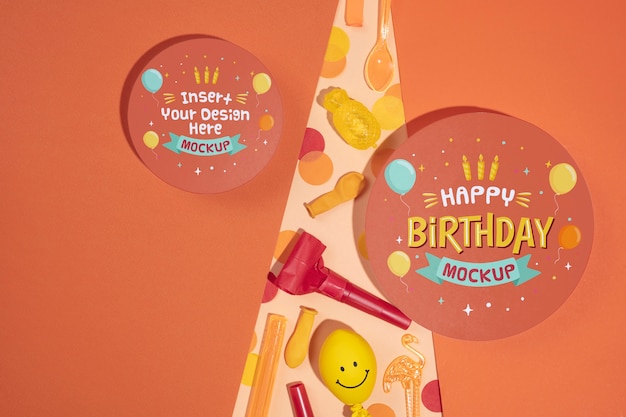 Birthday colorful invitation mockup