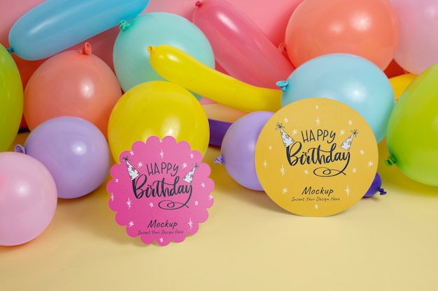 Birthday colorful invitation mockup