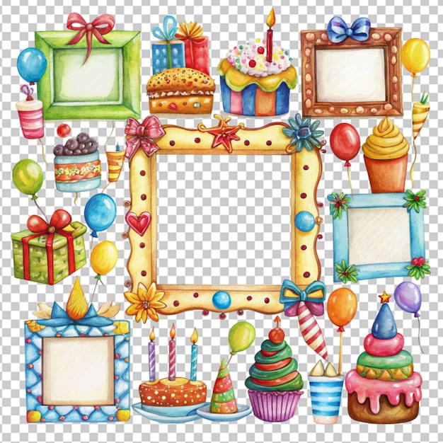 PSD birthday frames for clipping masks on transparent background