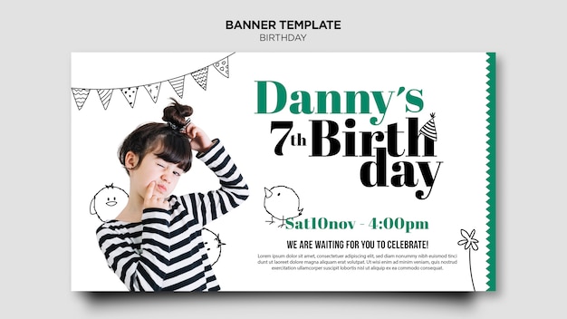 Birthday invitation card banner template