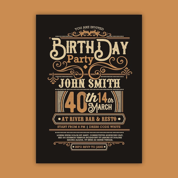 Birthday Invitation Retro Decoration Flyer