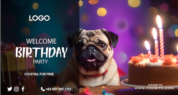 A birthday party for a dog named pug.