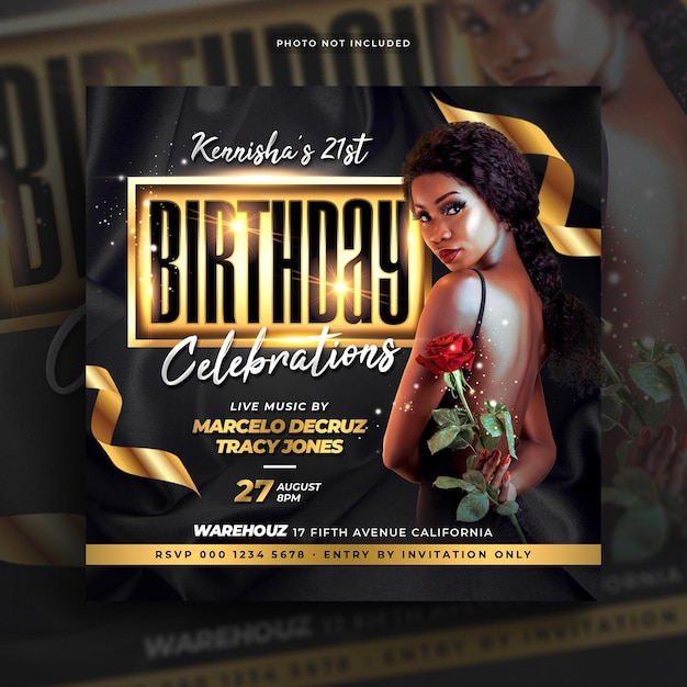 Birthday Party Flyer Instagram Social Media Post And Web Banner