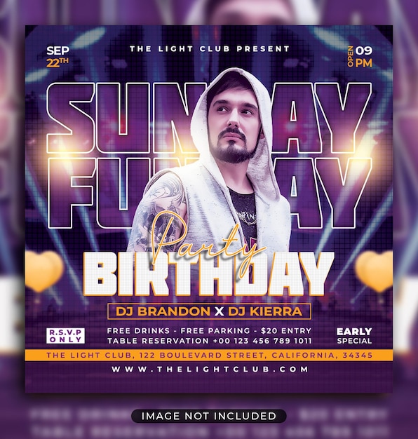 Birthday party flyer social media post and web banner