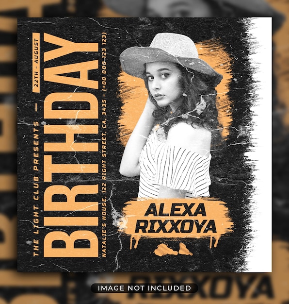 Birthday party flyer social media post and web banner