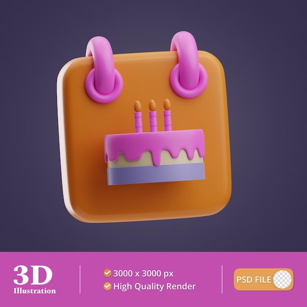 PSD birthday party illustration 3d