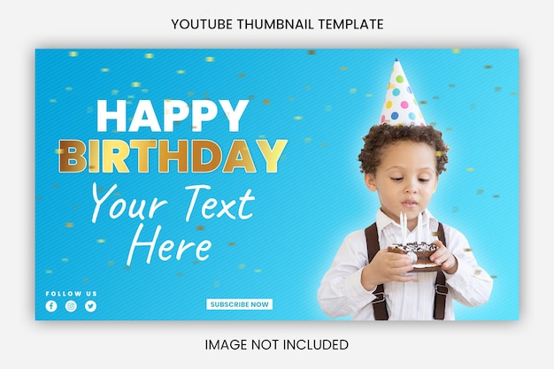 PSD birthday youtube thumbnail and web banner design template