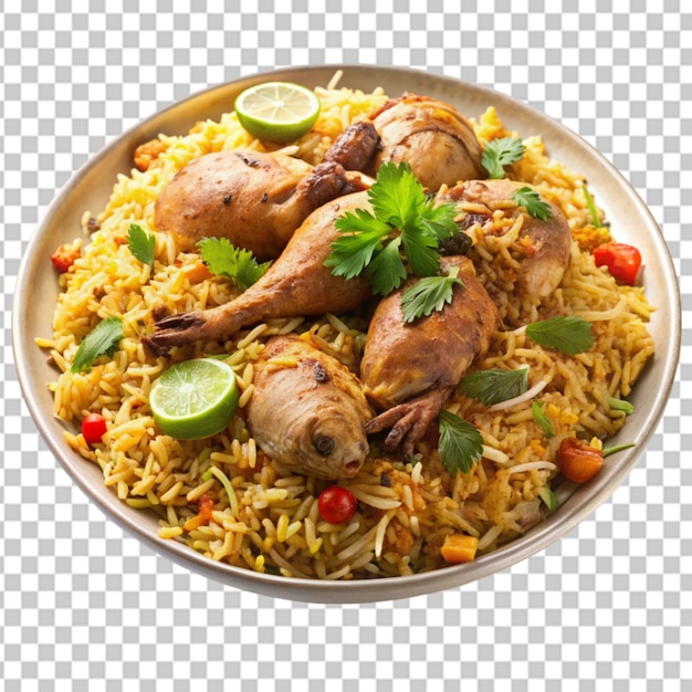 biryani rise with chicken and spices transparent background